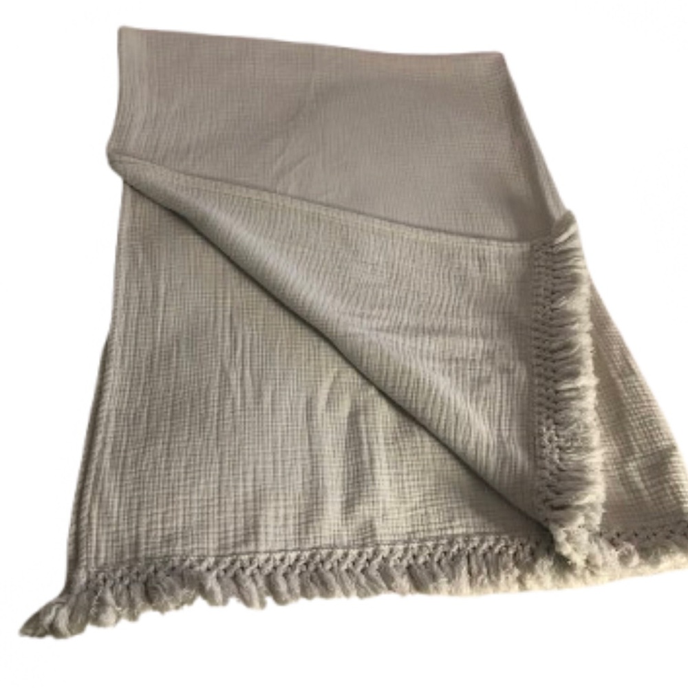 PIUBELLE PORTUGAL LAVENDER WAFFLE WEAVE THROW W FRINGE • 💯% COTTON • 72” x 46”